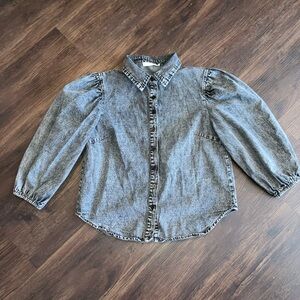 Idea ditto women’s puffed sleeves button up shirt size s